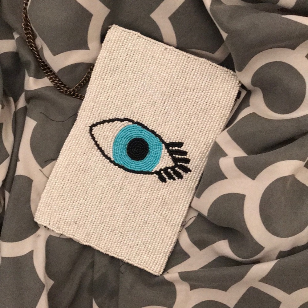 guadalupe evil eye beaded crossbody